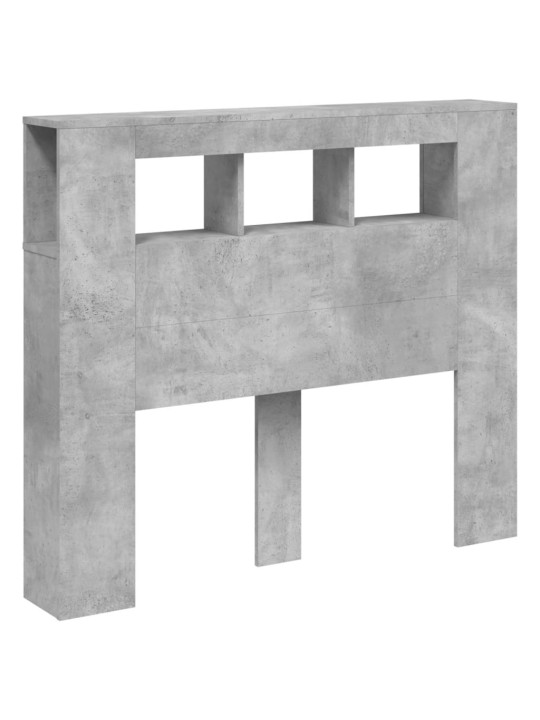 Gultas galvgalis ar led, betona pelēks, 120x18,5x103,5 cm, koks