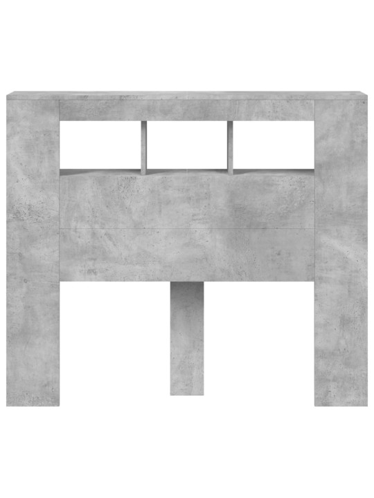 Gultas galvgalis ar led, betona pelēks, 120x18,5x103,5 cm, koks