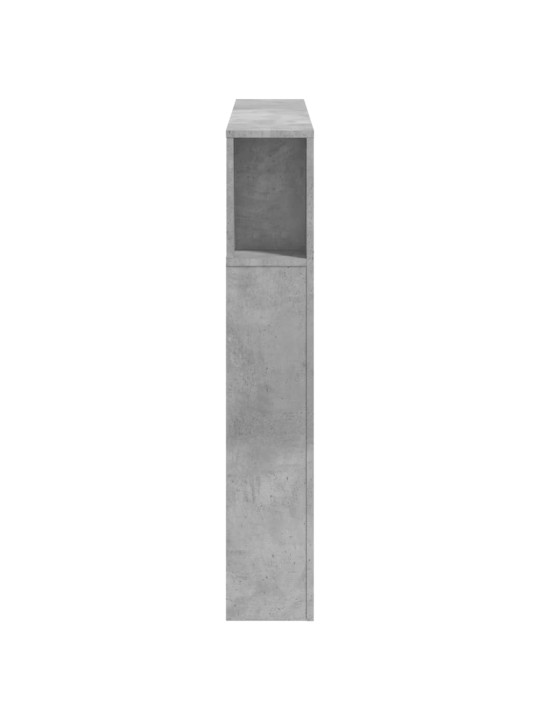 Gultas galvgalis ar led, betona pelēks, 120x18,5x103,5 cm, koks