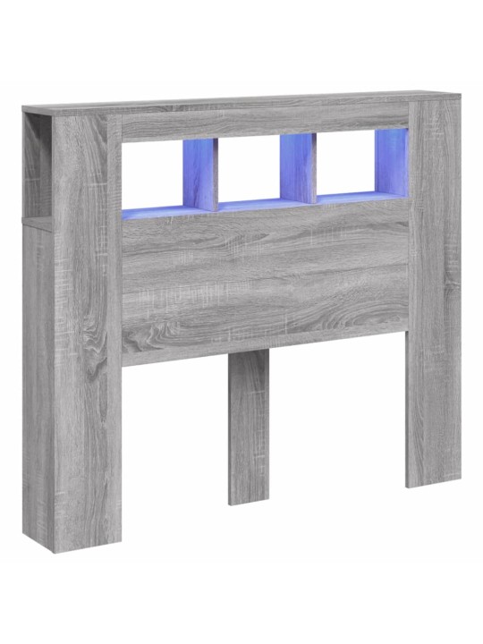 Gultas galvgalis ar led, pelēka ozola, 120x18,5x103,5 cm, koks