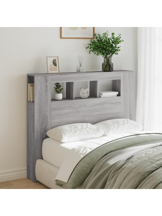 Gultas galvgalis ar led, pelēka ozola, 120x18,5x103,5 cm, koks