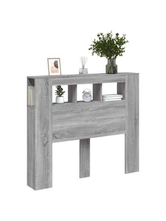 Gultas galvgalis ar led, pelēka ozola, 120x18,5x103,5 cm, koks