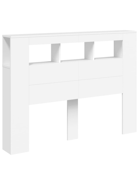 Gultas galvgalis ar led, balts, 140x18,5x103,5 cm, koks