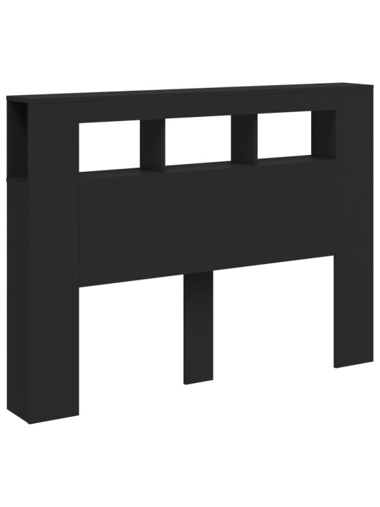 Gultas galvgalis ar led, melns, 140x18,5x103,5 cm, koks