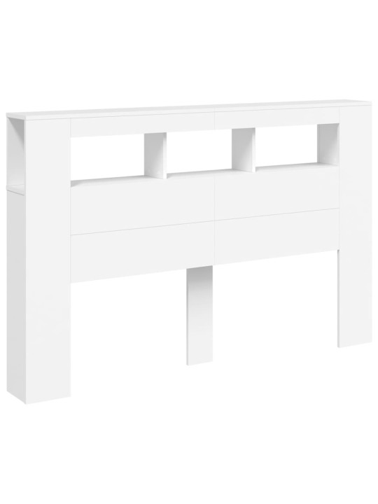 Gultas galvgalis ar led, balts, 160x18,5x103,5 cm, koks