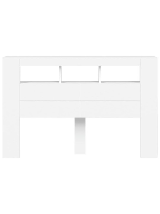 Gultas galvgalis ar led, balts, 160x18,5x103,5 cm, koks