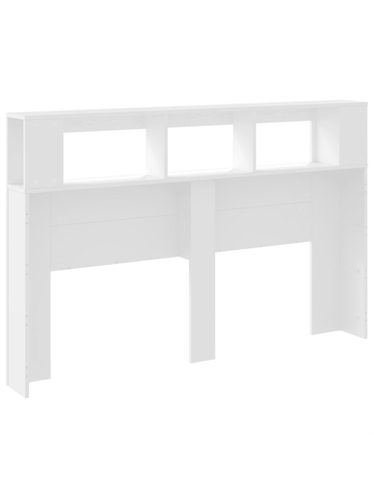Gultas galvgalis ar led, balts, 160x18,5x103,5 cm, koks