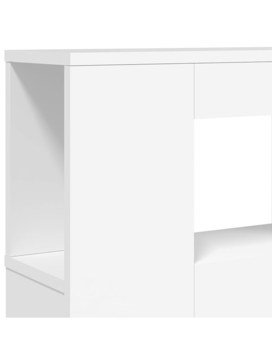 Gultas galvgalis ar led, balts, 160x18,5x103,5 cm, koks