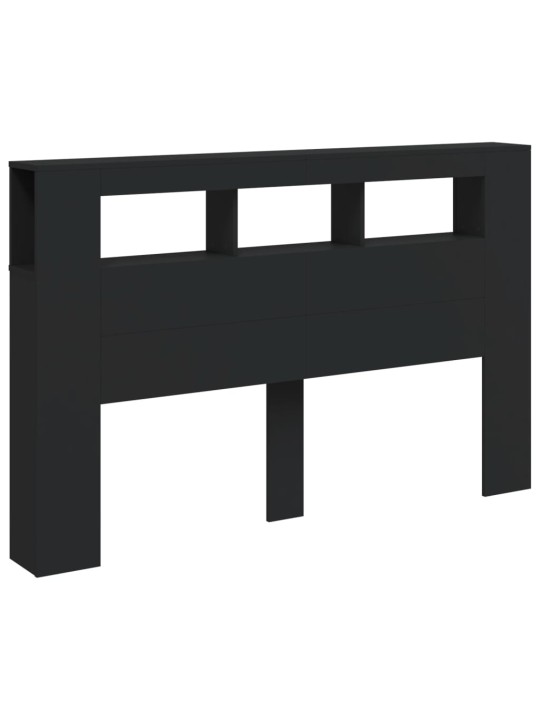 Gultas galvgalis ar led, melns, 160x18,5x103,5 cm, koks