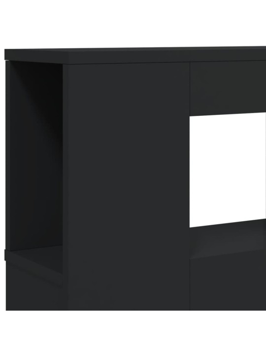 Gultas galvgalis ar led, melns, 160x18,5x103,5 cm, koks