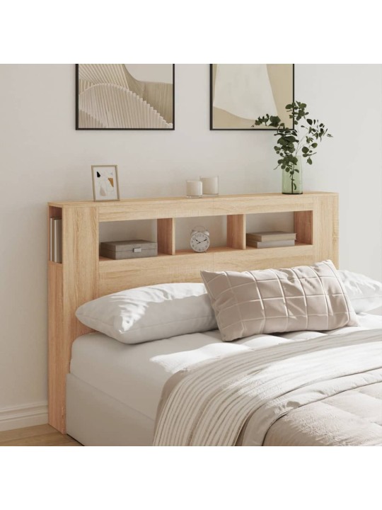 Gultas galvgalis ar led, ozola krāsa, 160x18,5x103,5 cm, koks