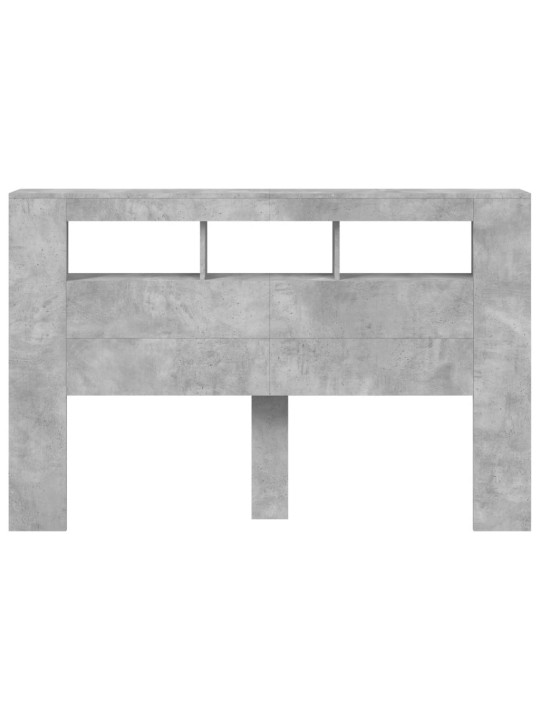 Gultas galvgalis ar led, betona pelēks, 160x18,5x103,5 cm, koks