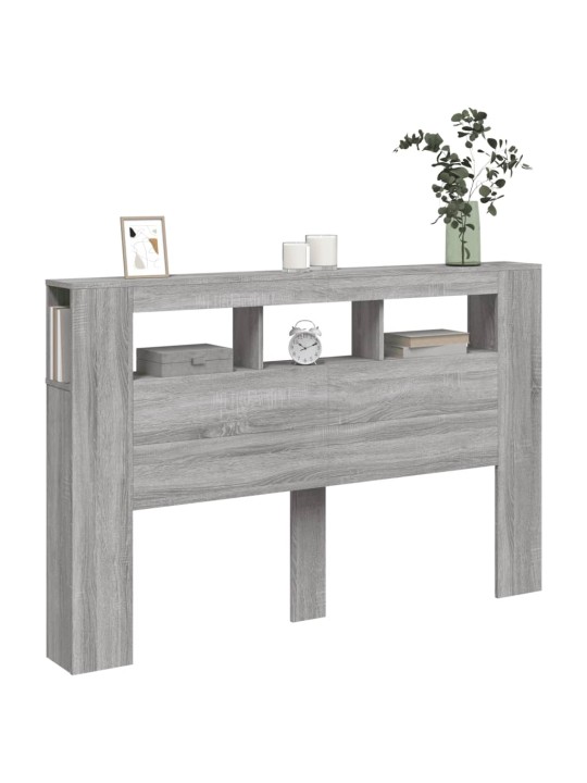 Gultas galvgalis ar led, pelēka ozola, 160x18,5x103,5 cm, koks