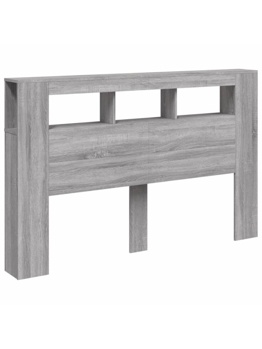 Gultas galvgalis ar led, pelēka ozola, 160x18,5x103,5 cm, koks