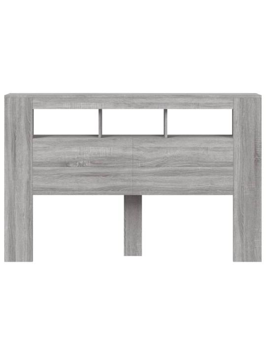 Gultas galvgalis ar led, pelēka ozola, 160x18,5x103,5 cm, koks