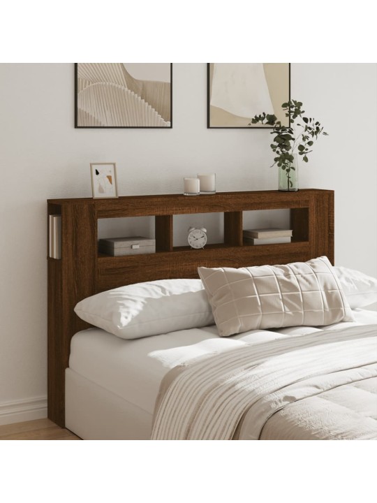Gultas galvgalis ar led, ozola krāsa, 160x18,5x103,5 cm, koks