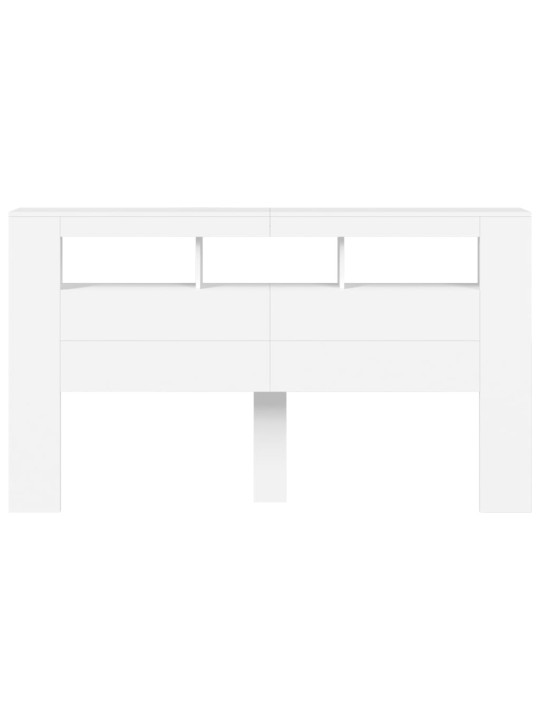 Gultas galvgalis ar led, balts, 180x18,5x103,5 cm, koks