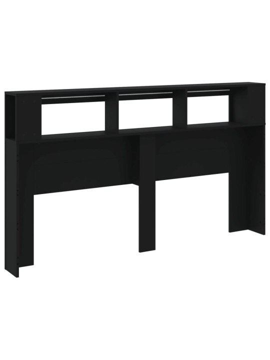 Gultas galvgalis ar led, melns, 180x18,5x103,5 cm, koks