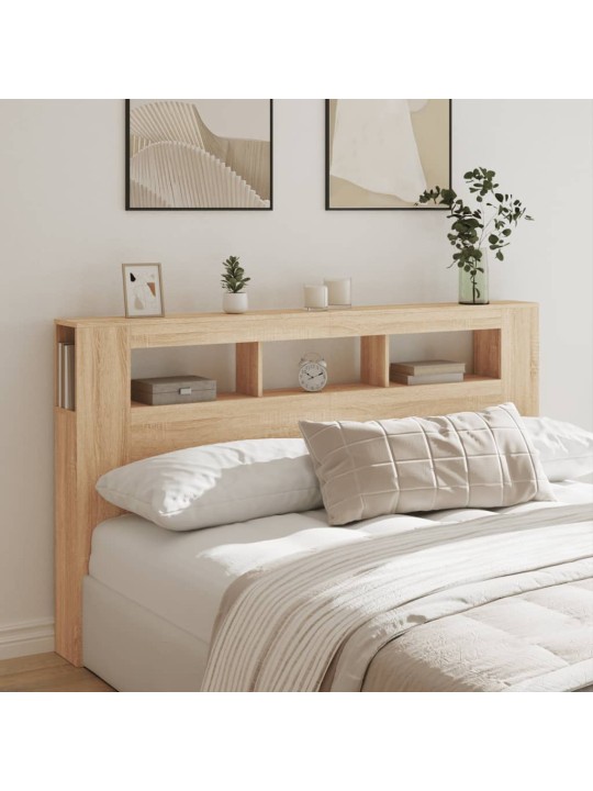 Gultas galvgalis ar led, ozola krāsa, 180x18,5x103,5 cm, koks