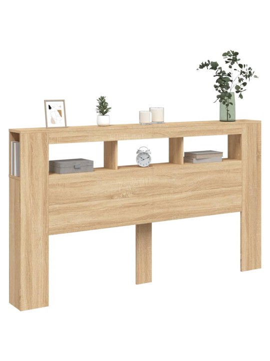Gultas galvgalis ar led, ozola krāsa, 180x18,5x103,5 cm, koks
