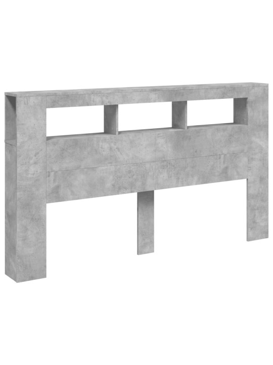 Gultas galvgalis ar led, betona pelēks, 180x18,5x103,5 cm, koks