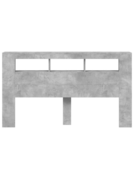 Gultas galvgalis ar led, betona pelēks, 180x18,5x103,5 cm, koks