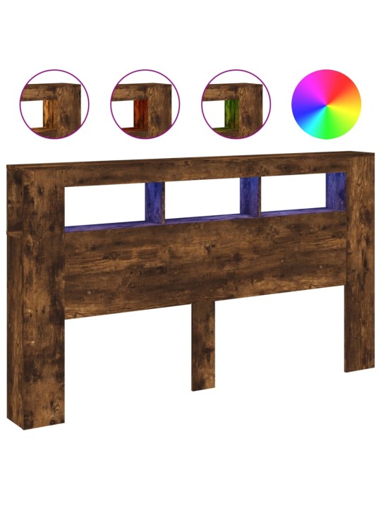 Gultas galvgalis ar led, ozola krāsa, 180x18,5x103,5 cm, koks