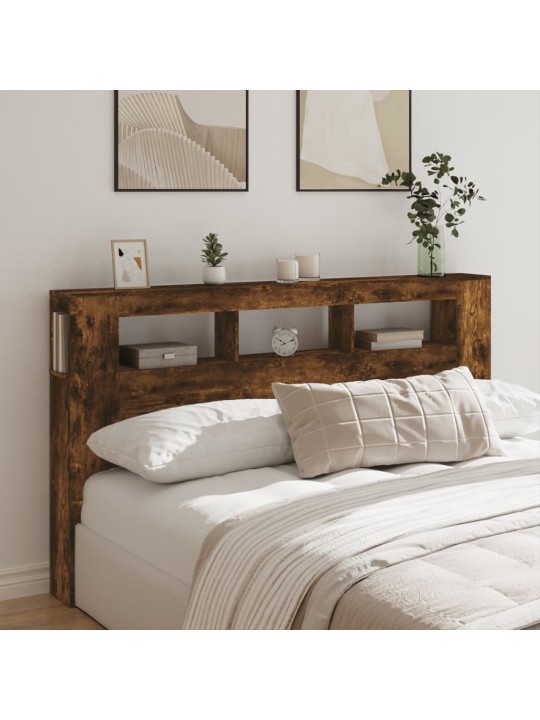 Gultas galvgalis ar led, ozola krāsa, 180x18,5x103,5 cm, koks