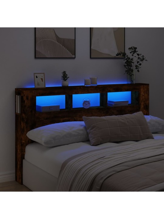 Gultas galvgalis ar led, ozola krāsa, 180x18,5x103,5 cm, koks