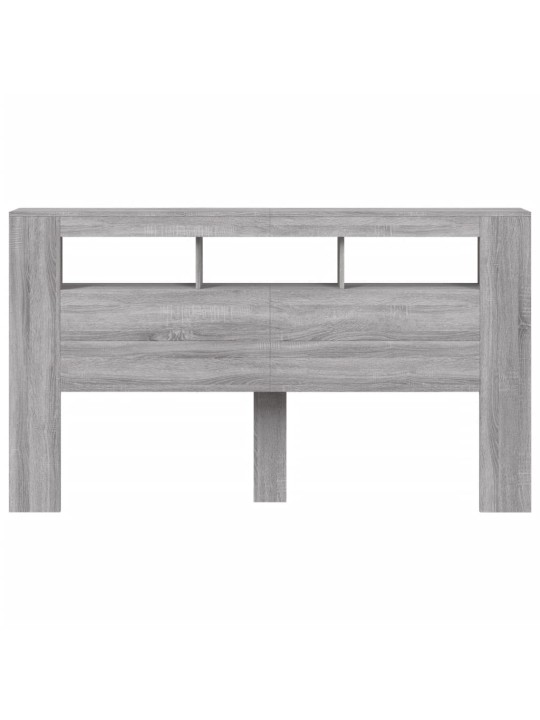 Gultas galvgalis ar led, pelēka ozola, 180x18,5x103,5 cm, koks