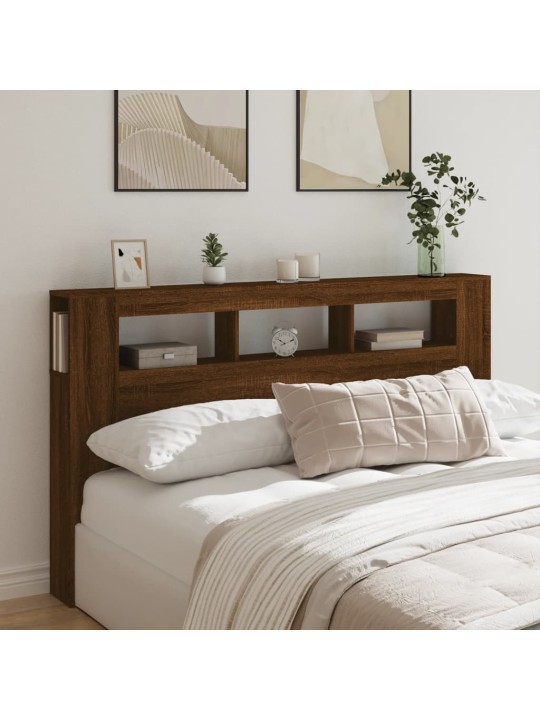 Gultas galvgalis ar led, ozola krāsa, 180x18,5x103,5 cm, koks