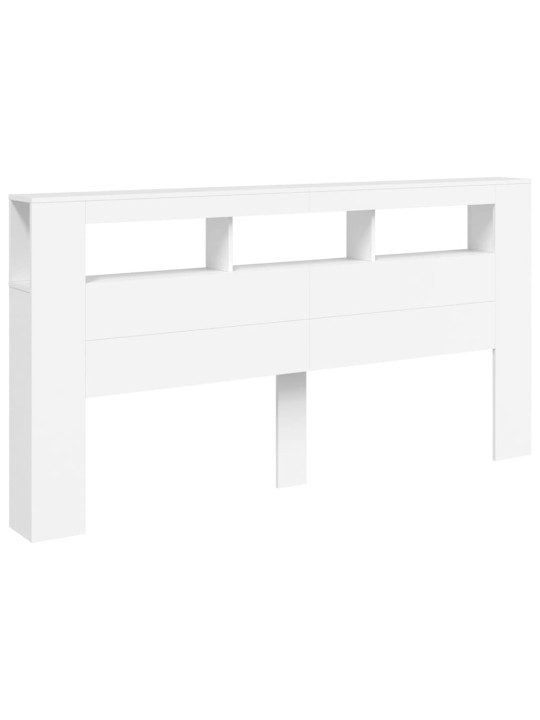 Gultas galvgalis ar led, balts, 200x18,5x103,5 cm, koks