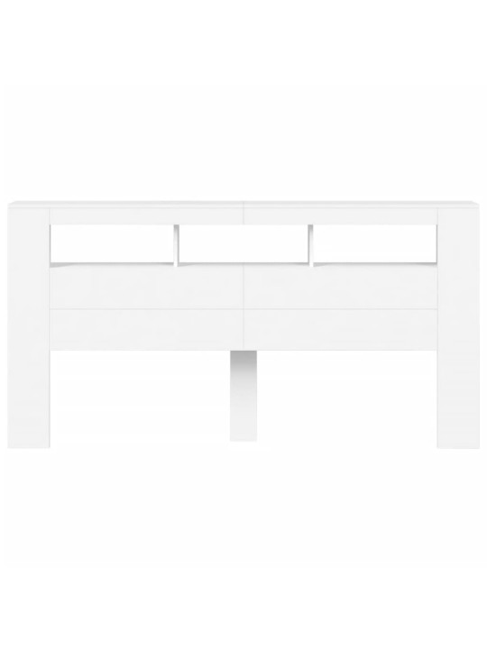 Gultas galvgalis ar led, balts, 200x18,5x103,5 cm, koks