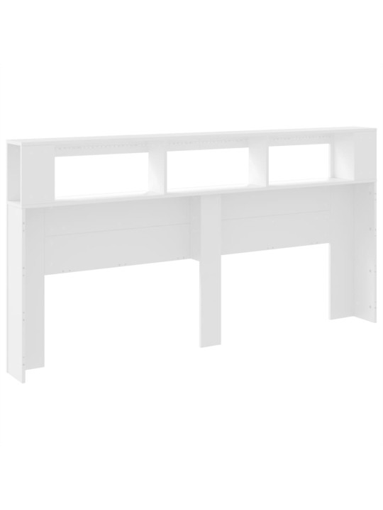 Gultas galvgalis ar led, balts, 200x18,5x103,5 cm, koks