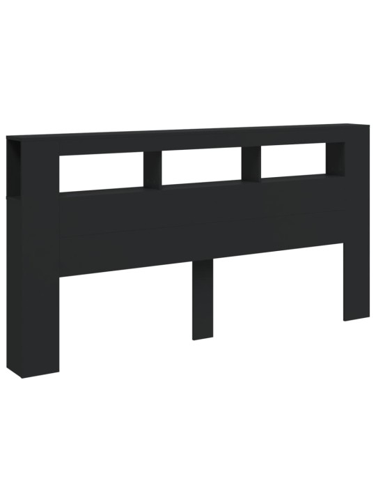 Gultas galvgalis ar led, melns, 200x18,5x103,5 cm, koks