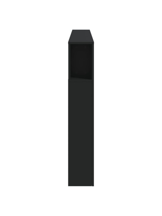 Gultas galvgalis ar led, melns, 200x18,5x103,5 cm, koks