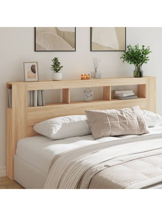 Gultas galvgalis ar led, ozola krāsa, 200x18,5x103,5 cm, koks