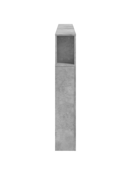 Gultas galvgalis ar led, betona pelēks, 200x18,5x103,5 cm, koks