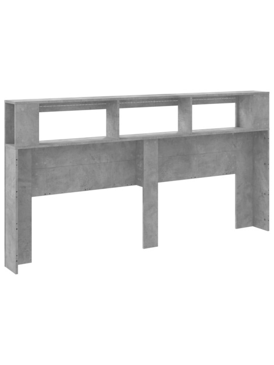 Gultas galvgalis ar led, betona pelēks, 200x18,5x103,5 cm, koks