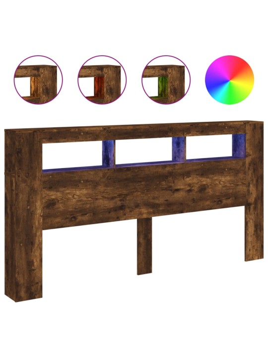 Gultas galvgalis ar led, ozola krāsa, 200x18,5x103,5 cm, koks