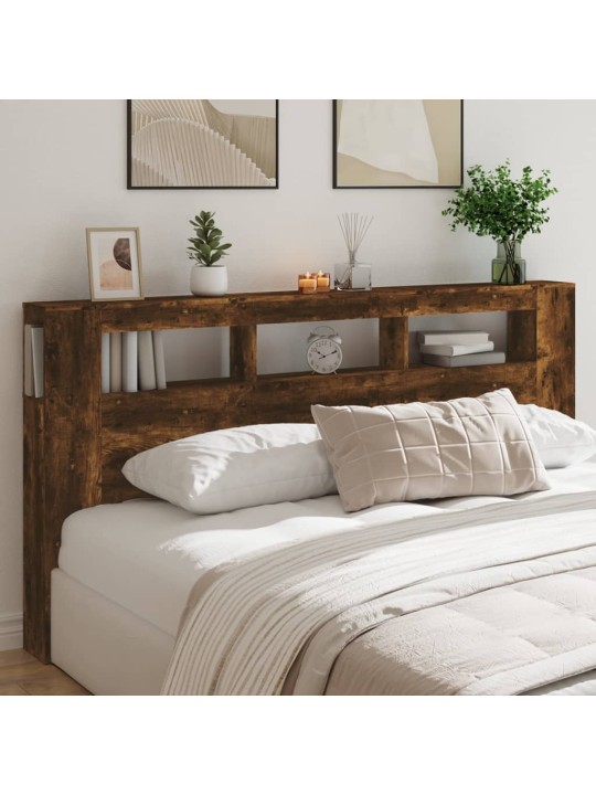 Gultas galvgalis ar led, ozola krāsa, 200x18,5x103,5 cm, koks