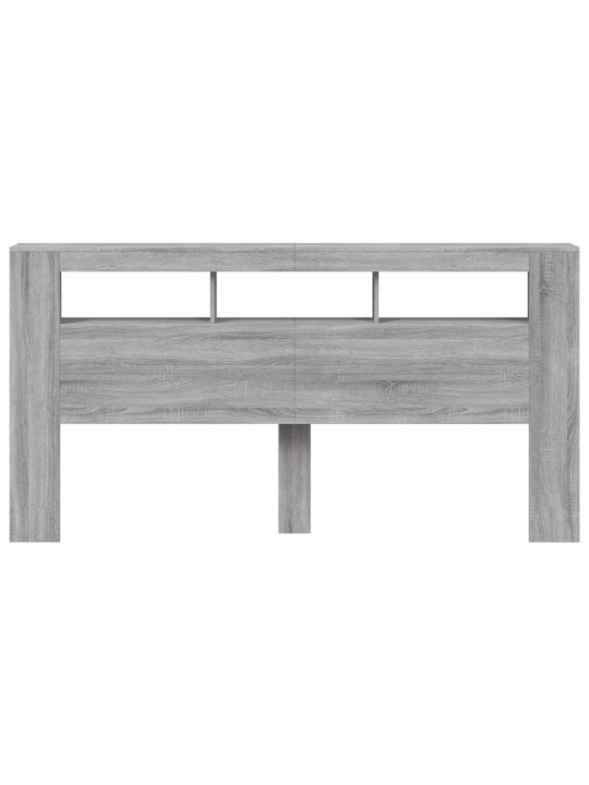 Gultas galvgalis ar led, pelēka ozola, 200x18,5x103,5 cm, koks