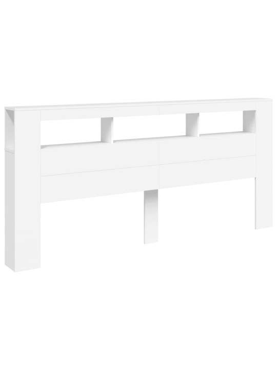 Gultas galvgalis ar led, balts, 220x18,5x103,5 cm, koks