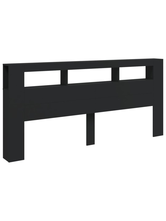 Gultas galvgalis ar led, melns, 220x18,5x103,5 cm, koks