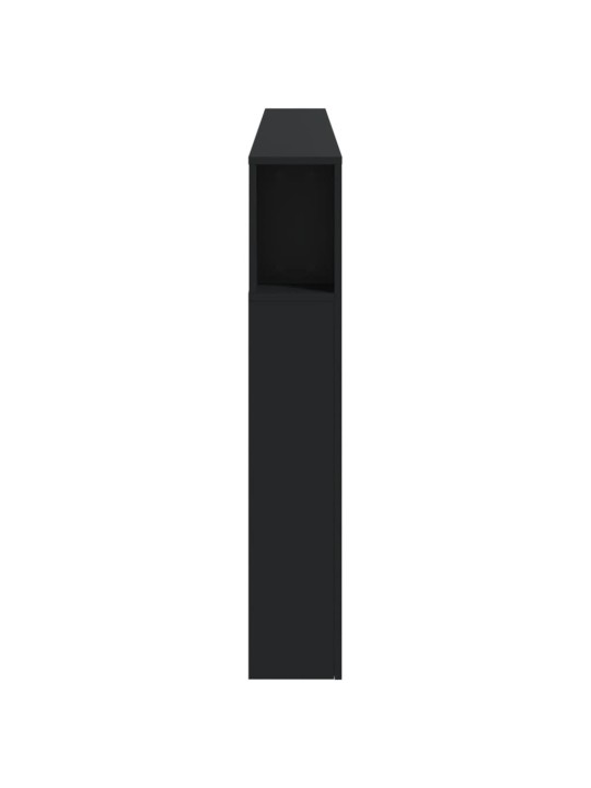 Gultas galvgalis ar led, melns, 220x18,5x103,5 cm, koks