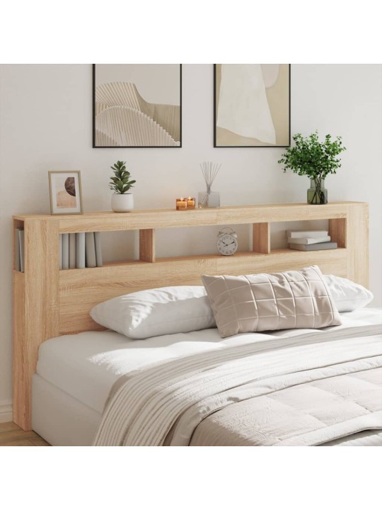 Gultas galvgalis ar led, ozola krāsa, 220x18,5x103,5 cm, koks