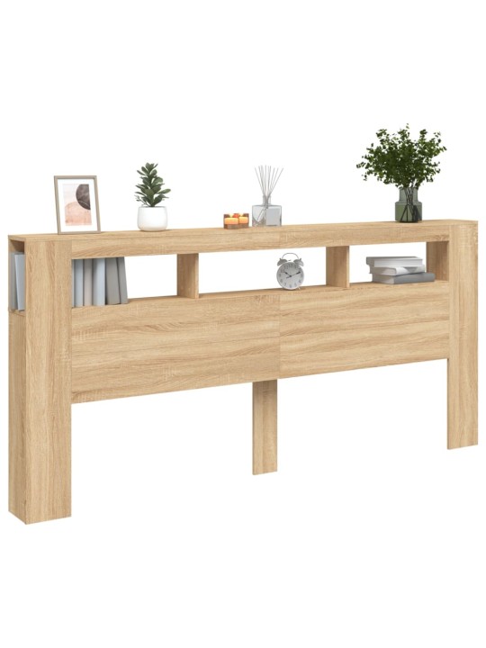 Gultas galvgalis ar led, ozola krāsa, 220x18,5x103,5 cm, koks
