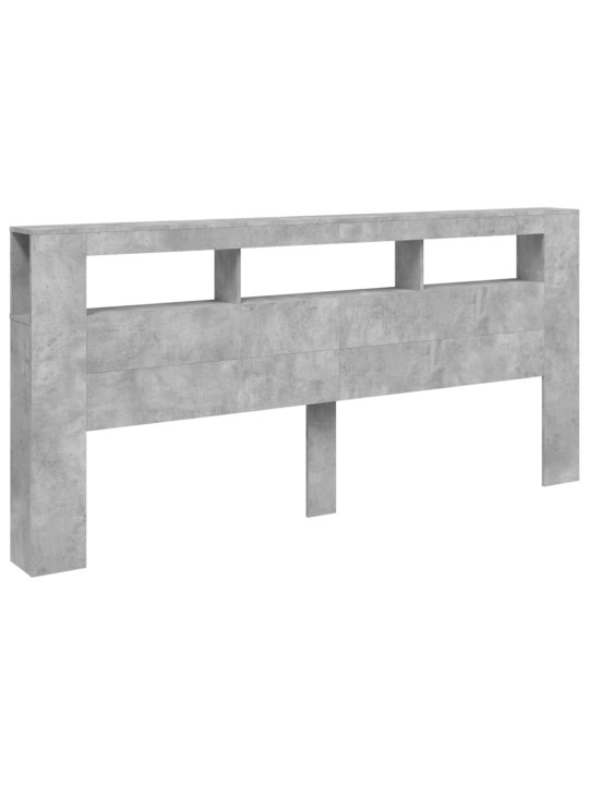 Gultas galvgalis ar led, betona pelēks, 220x18,5x103,5 cm, koks