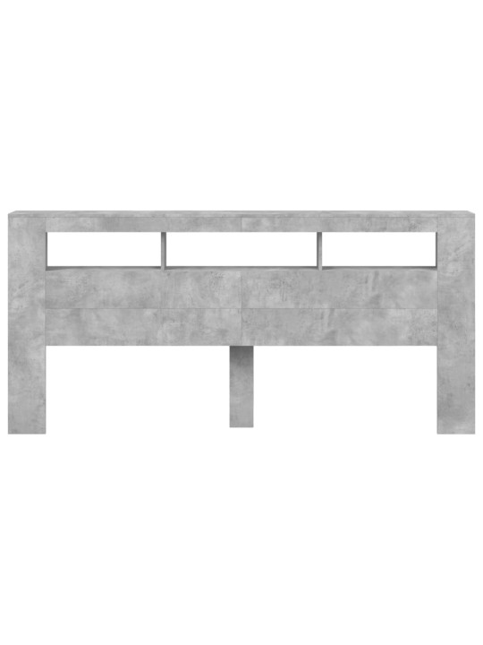 Gultas galvgalis ar led, betona pelēks, 220x18,5x103,5 cm, koks