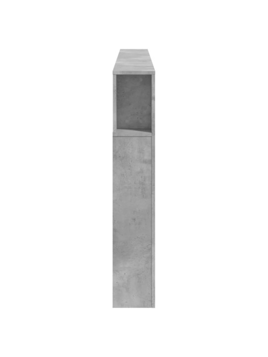 Gultas galvgalis ar led, betona pelēks, 220x18,5x103,5 cm, koks